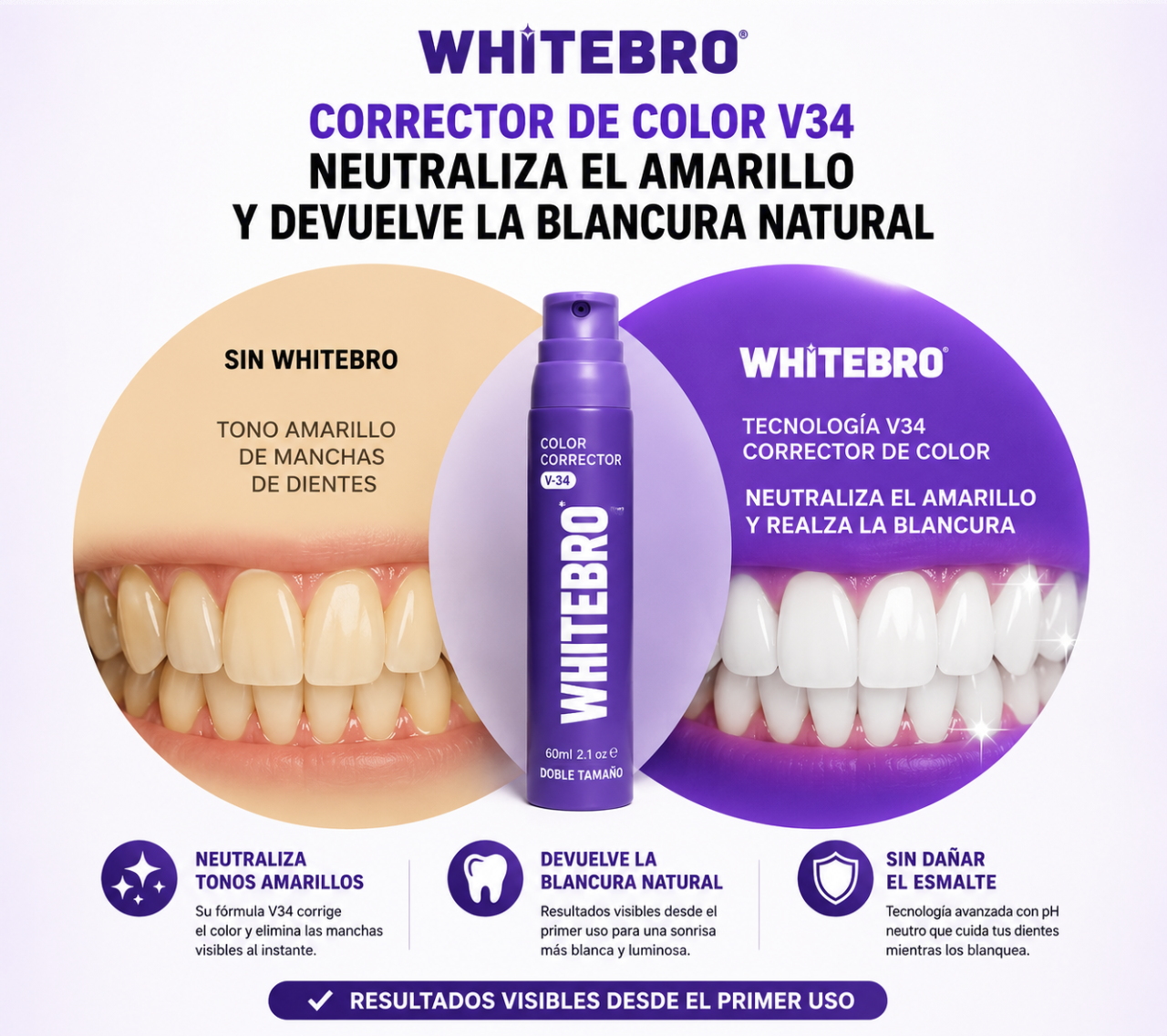 Whitebro – Blanqueador Dental Instantáneo para una Sonrisa Más Blanca